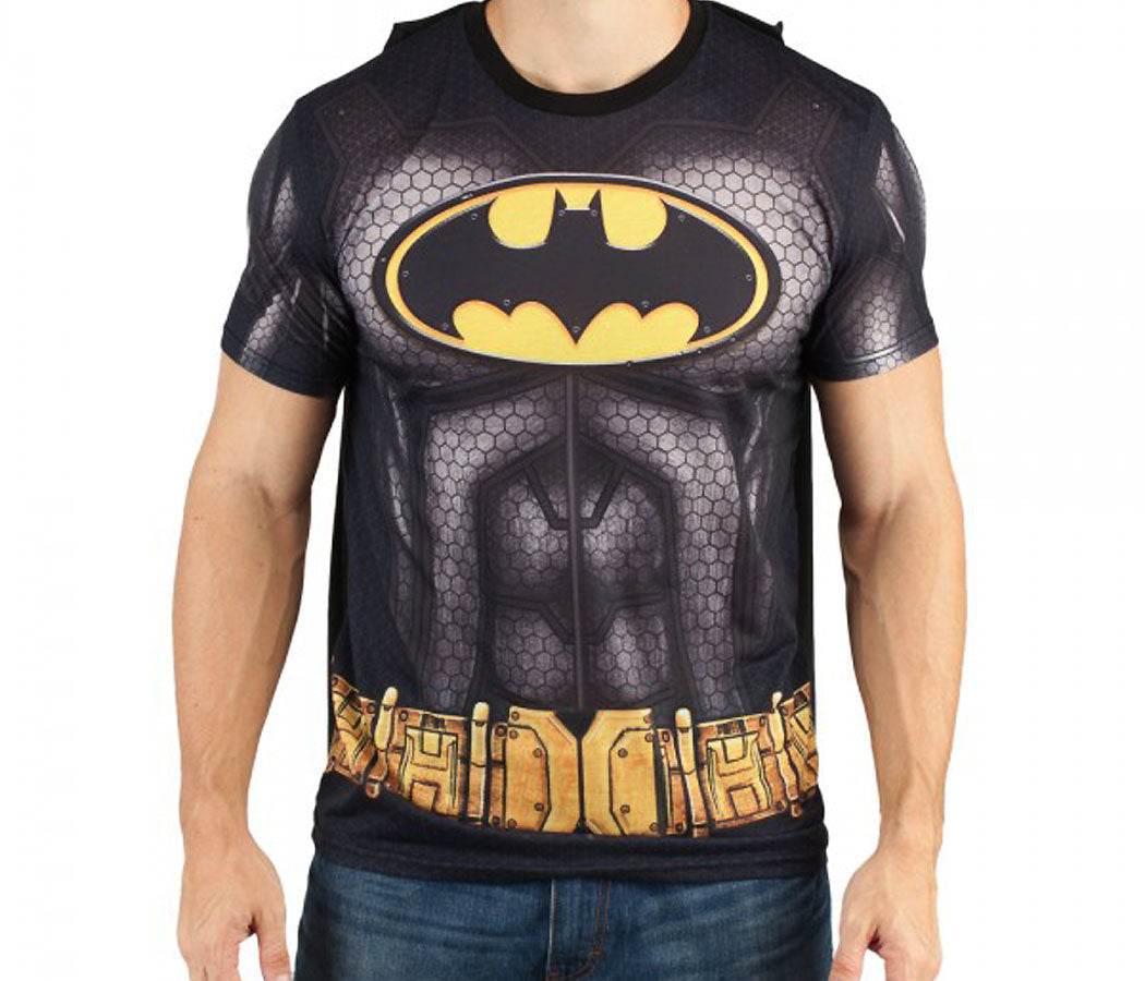 Cyberteez Batman Sublimated Men s Costume T Shirt with Cape M Black