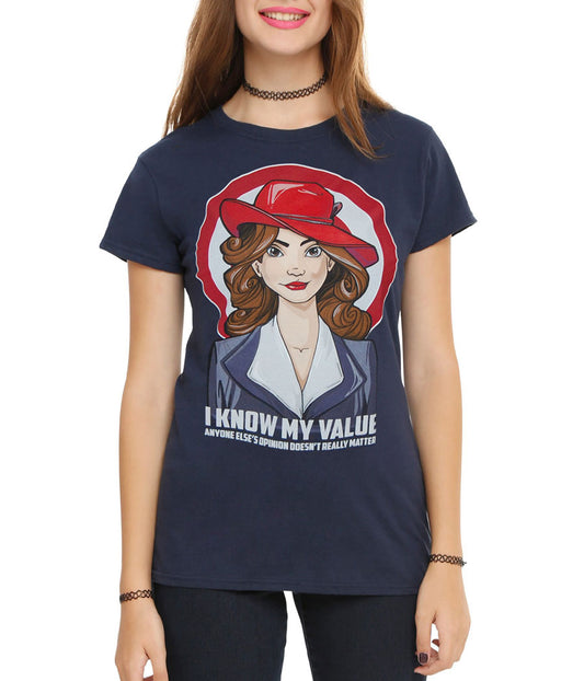 Marvel Agent Carter I Know My Value Junior T-Shirt