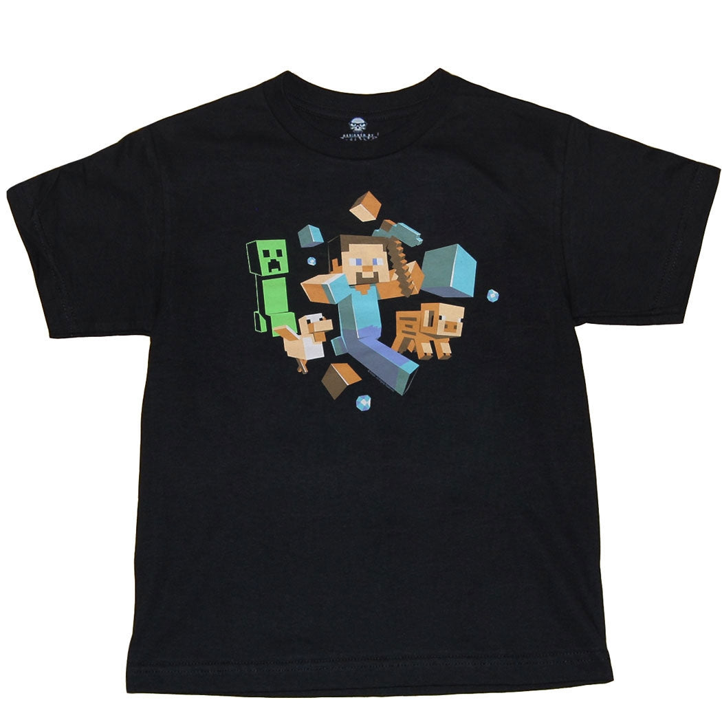 Minecraft Run Away Steve Youth Kids T-Shirt