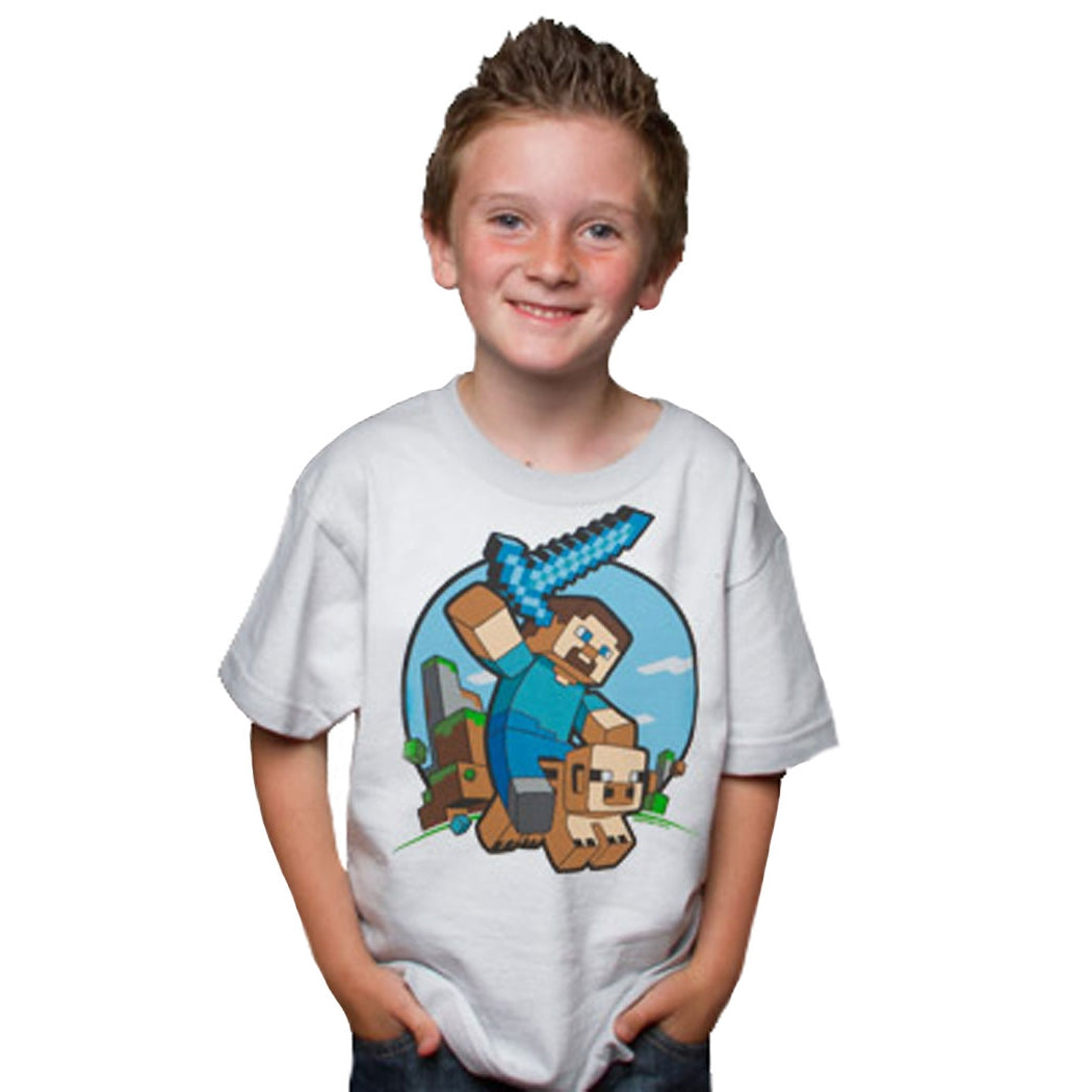 Minecraft Pig Riding Youth Kids T-Shirt