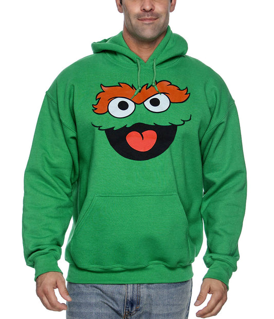 Oscar The Grouch Face Adult Hoodie