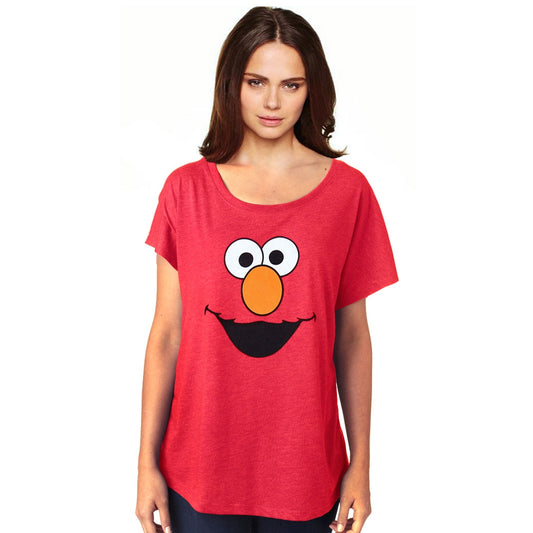 Sesame Street Elmo Face Vintage Dolman Ladies Shirt