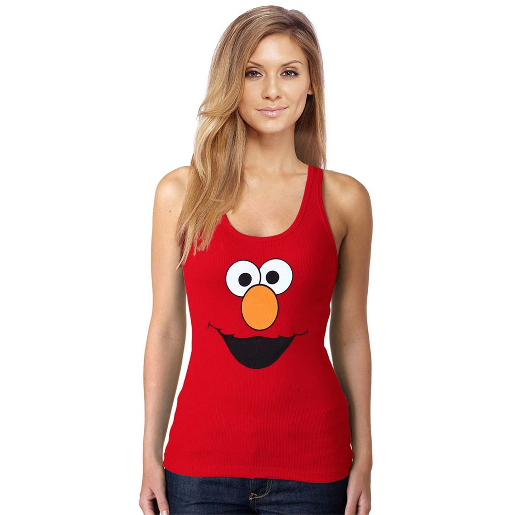 Sesame Street Elmo Face Junior Ladies Tank Top