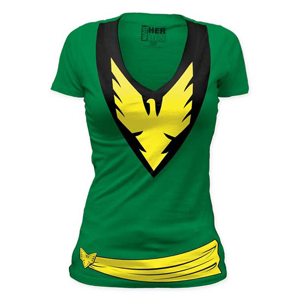 X-Men Phoenix Costume Junior Ladies V-Neck Shirt